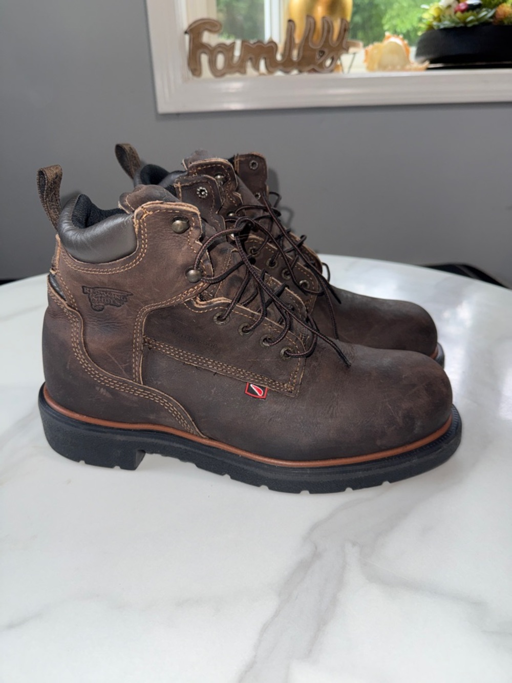 Red Wing Shoes Brown Leather Lace-Up Work Boots